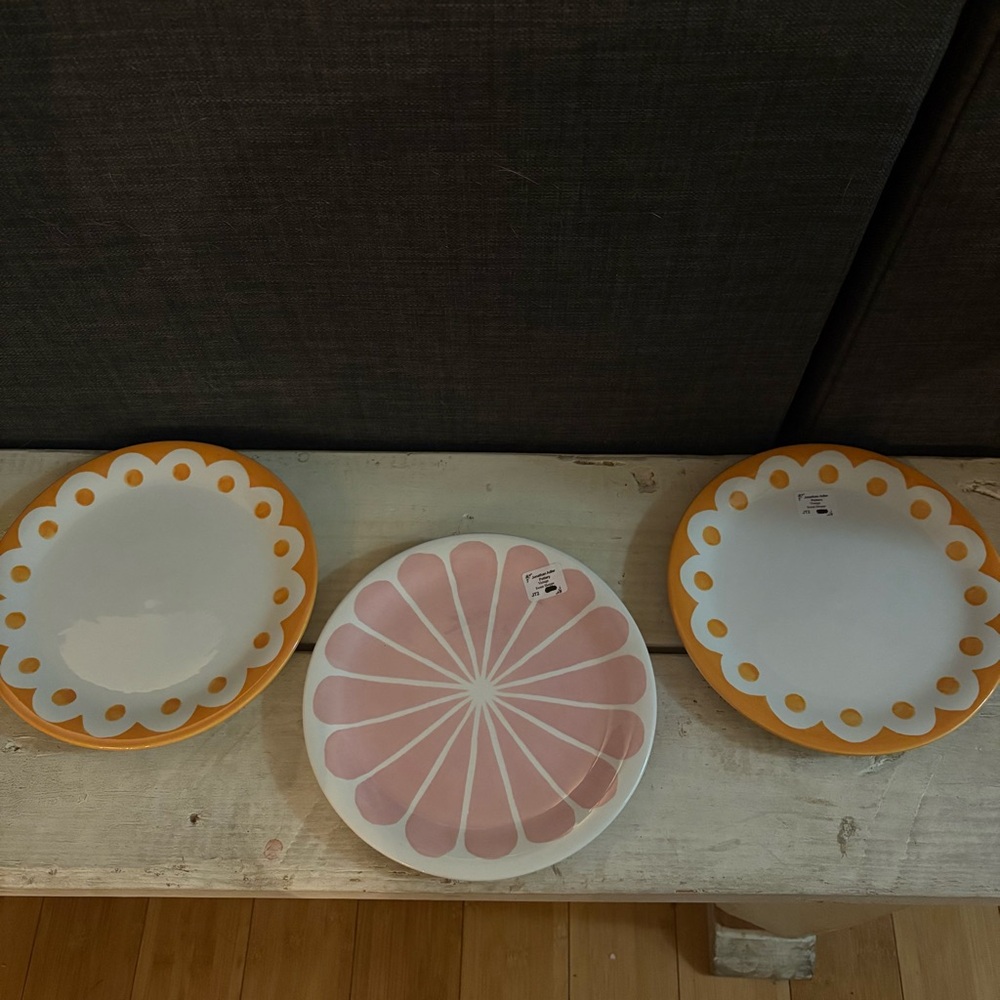 Jonathan Adler 2004 Happy Homes Sweet Shoppe Dessert Dish (3) 8” Orange and Pink